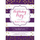 Purple with Gold Confetti Birthday Invitations Image 3 of 3